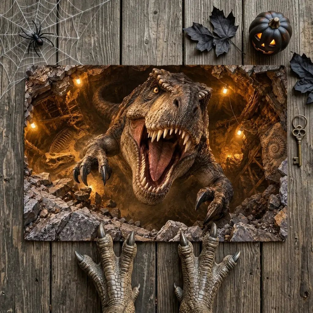 T-Rex 3D Illusion Doormat, Dinosaur Optical Illusion Door Mat, T Rex Welcome Mat, Jurassic Dinosaur Decor, Funny Dinosaur Gift
