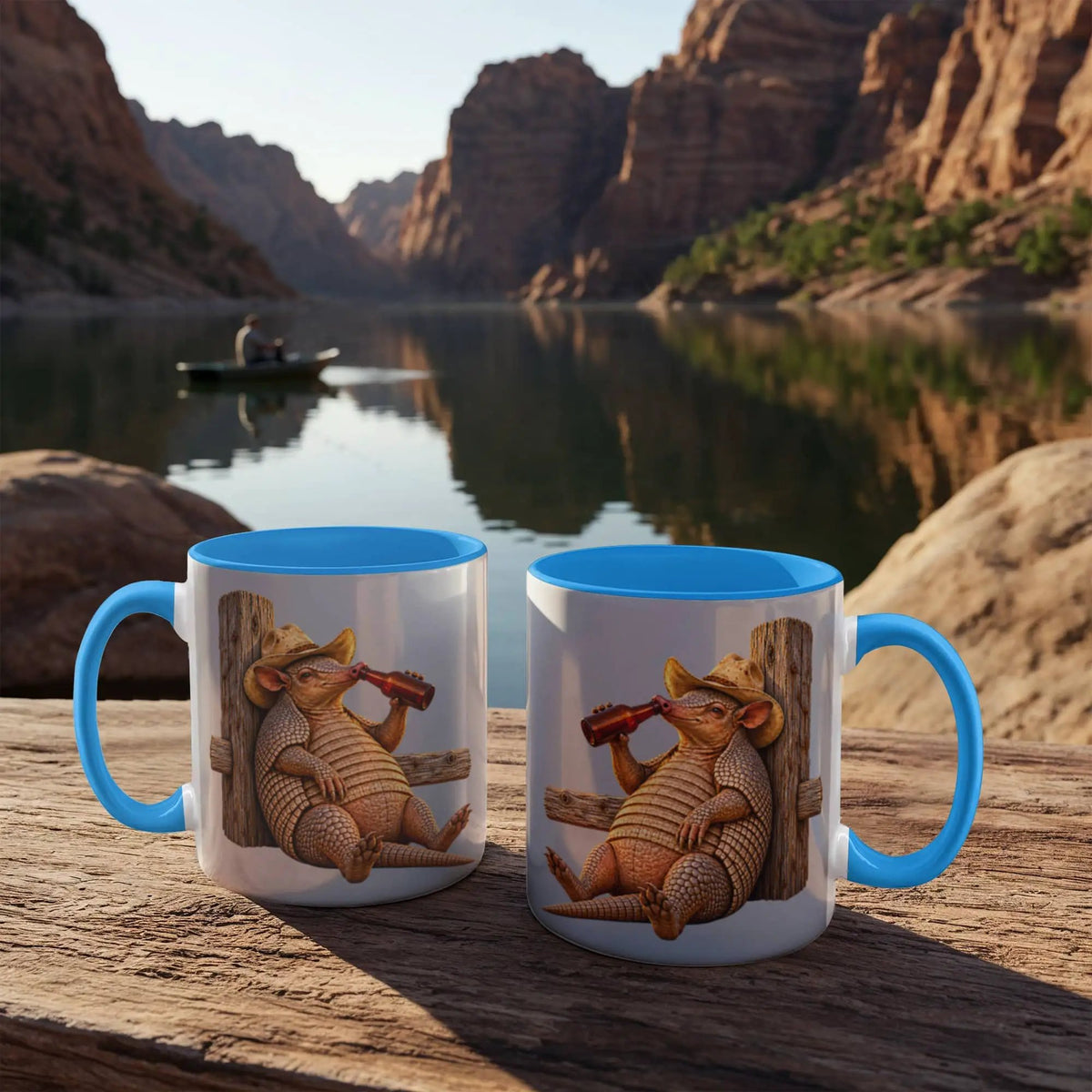 Cowboy Armadillo Accent Mug, Funny Texas Coffee Mug, Western Beer Lover Gift, Armadillo Gift for Him, Rustic Country Mug