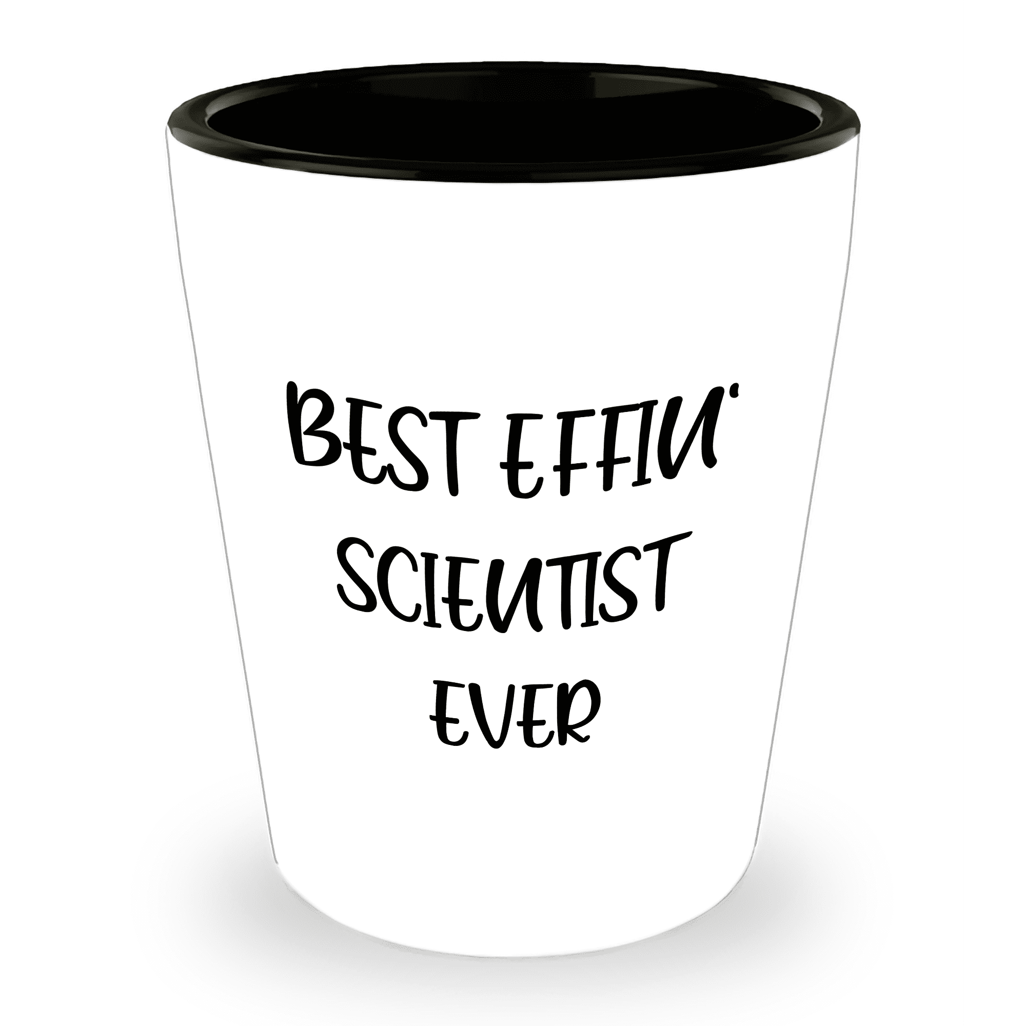Best Effin' Scientist Ever Scientist Shot Glass Gifts for Mother's Day, Funny White Ceramic 1.5oz Microwave Dishwasher Safe - Mallard Moon Gift Shop