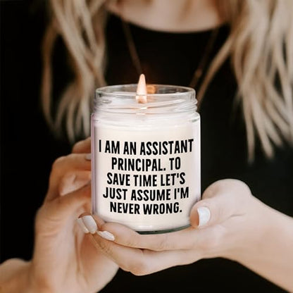 Assistant Principal Humor 9oz Vanilla Soy Candle Gifts from Friends to Assistant Principal Birthday Unique Ideas - Mallard Moon Gift Shop