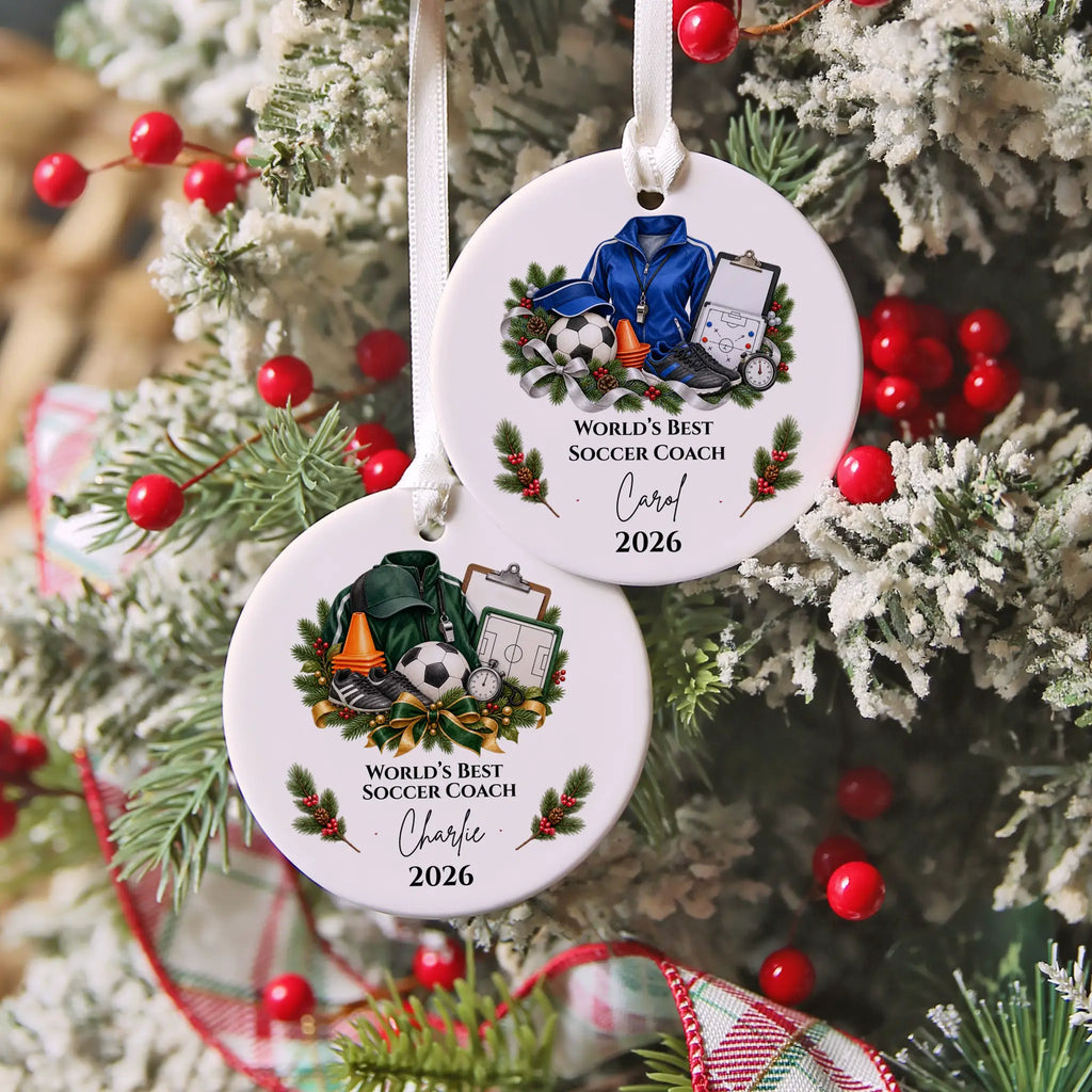 Personalized Soccer Coach Ornament, Custom Football Coach Christmas Gift, Coach Appreciation Gift for Men Women, Name Year Keepsake