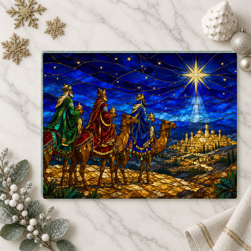 Christian Christmas Glass Cutting Board, Faith Filled Christmas Decor, Religious Christmas Gift, Choose From 10 Designs