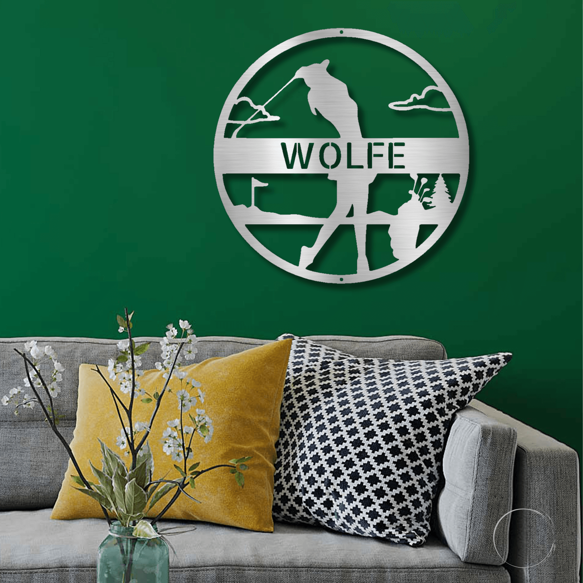 Fairway Finesse: Personalized Lady Golfer Metal Wall Art - Mallard Moon Gift Shop