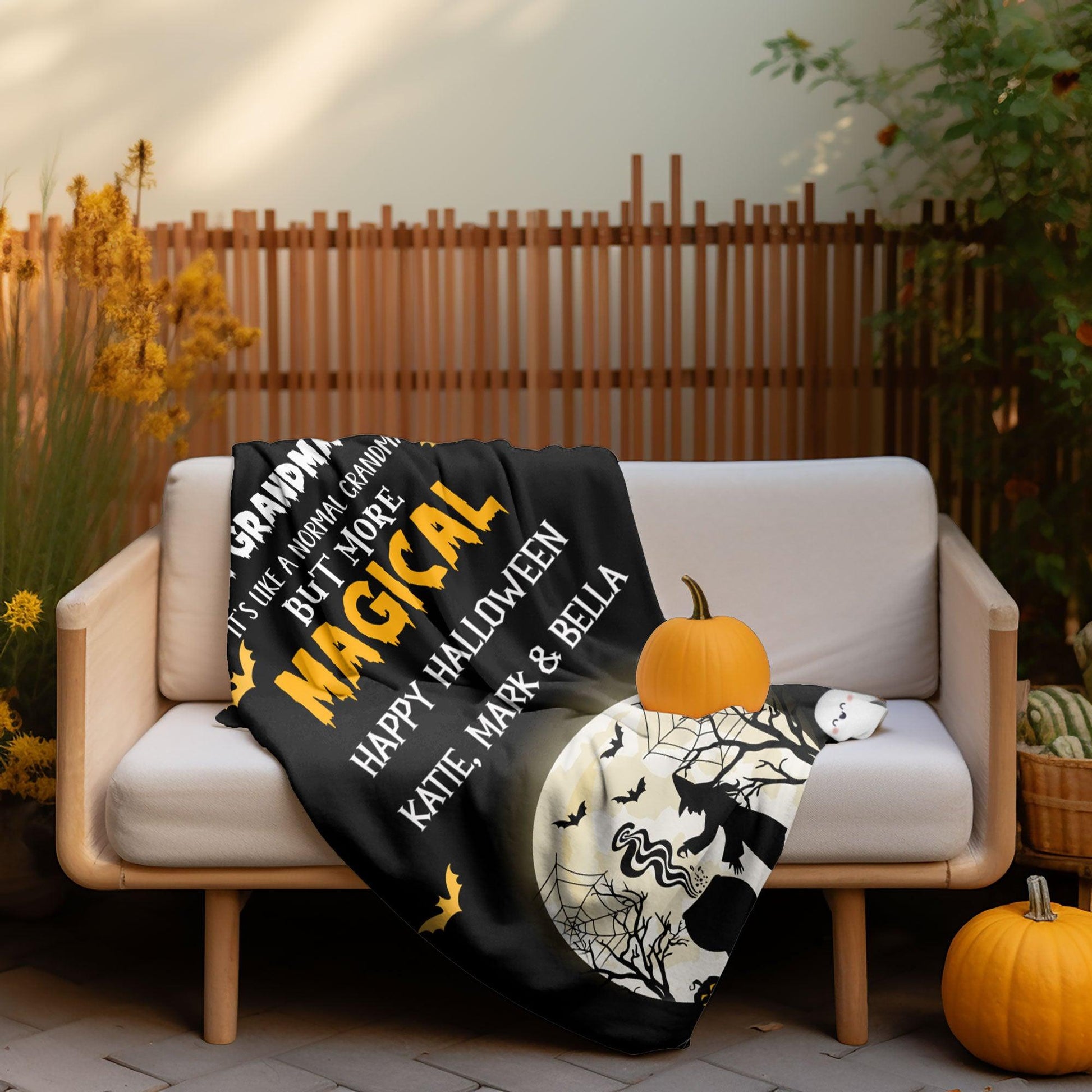 Halloween Personalized Mink Fleece Blanket - I'm the Grandma Witch But More Magical - Mallard Moon Gift Shop