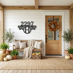 Personalized Address Sign with Initial | Custom Metal House Number Sign | Monogram Outdoor Address Plaque | Modern Farmhouse Steel Wall Decor
