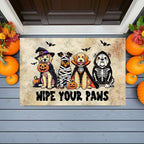 Wipe Your Paws Halloween Doormat – Cute Dogs in Costumes Welcome Mat – Funny Spooky Fall Decor for Dog Lovers