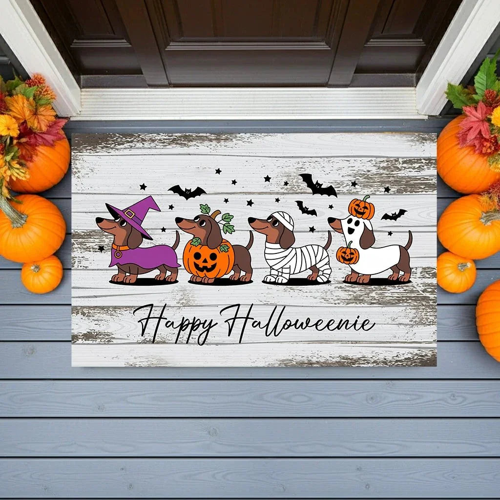 Happy Halloweenie Dachshund Doormat – Cute Halloween Dog Mat Décor