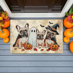 French Bulldog Halloween Doormat – Cute Spooky Dogs Welcome Mat – Funny Fall Décor for Dog Lovers