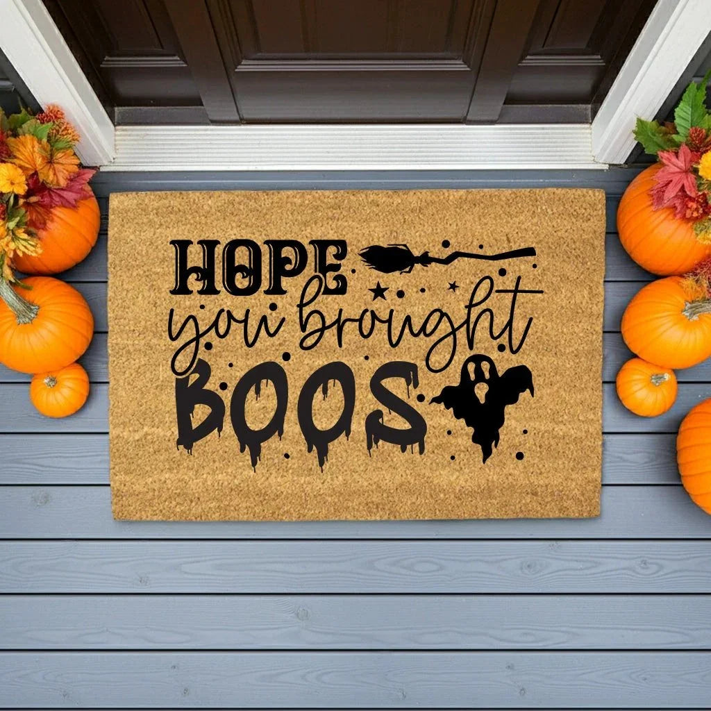 Hope You Brought Boos Halloween Coir Doormat – Funny Ghost and Witch Themed Entryway Mat | Spooky Front Porch Decor | Trick or Treat Welcome Mat