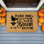Please Park Your Broom at the Door Coir Doormat – Witchy Halloween Welcome Mat | Funny Fall Porch Decor | Rustic Farmhouse Entryway Rug