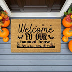 Welcome to Our Haunted House Coir Doormat – Spooky Halloween Welcome Mat | Rustic Haunted Porch Decor | Funny Fall Entryway Rug