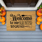 Welcome to Our Haunted House Coir Doormat – Witchy Halloween Welcome Mat | Spooky Fall Front Porch Decor | Rustic Farmhouse Entry Rug