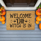 Welcome the Witch Is In - Coir Doormat – Funny Witch Halloween Welcome Mat | Spooky Fall Front Porch Decor | Rustic Farmhouse Entryway Rug