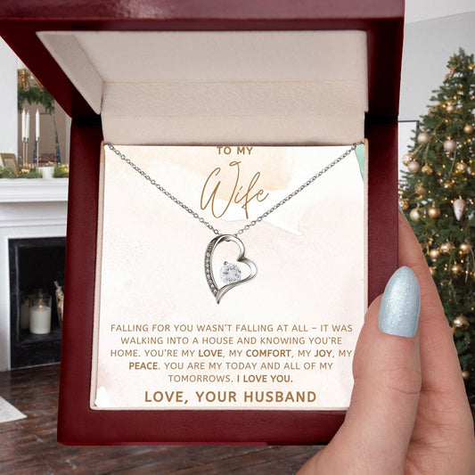To My Wife - My Love, My Comfort, My Joy - Forever Love Heart Pendant Necklace - Mallard Moon Gift Shop
