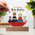 Family Holiday Portrait Personalized Round Acrylic Plaque