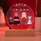 Family Holiday Portrait Personalized Round Acrylic Plaque