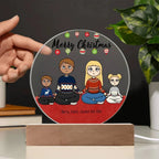 Family Holiday Portrait Personalized Round Acrylic Plaque
