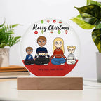 Family Holiday Portrait Personalized Round Acrylic Plaque