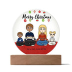 Family Holiday Portrait Personalized Round Acrylic Plaque