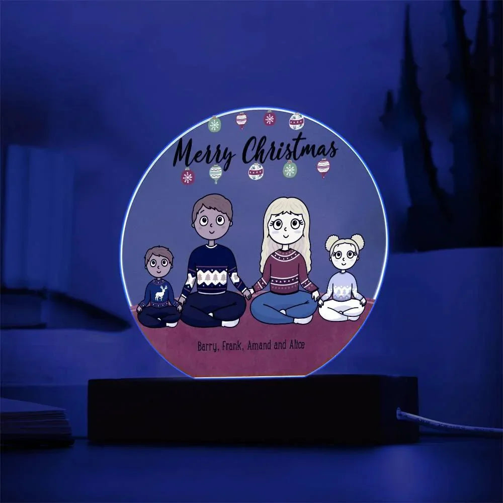 Family Holiday Portrait Personalized Round Acrylic Plaque