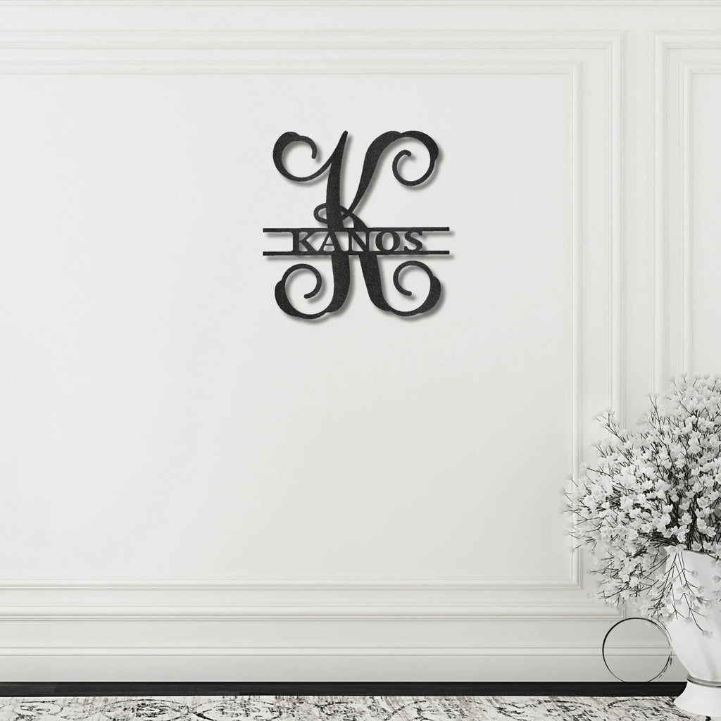 Family Name and Initial Personalized Metal Art Wall Sign