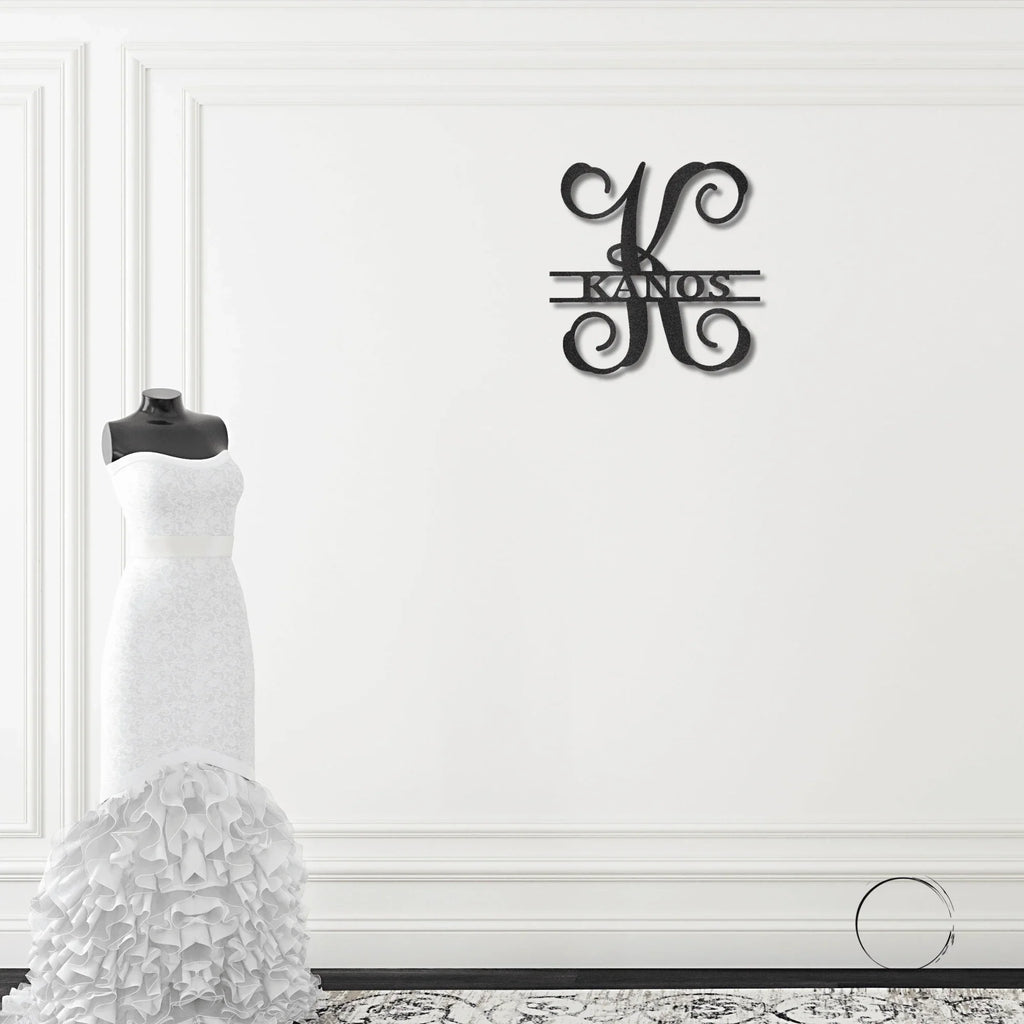 Family Name and Initial Personalized Metal Art Wall Sign