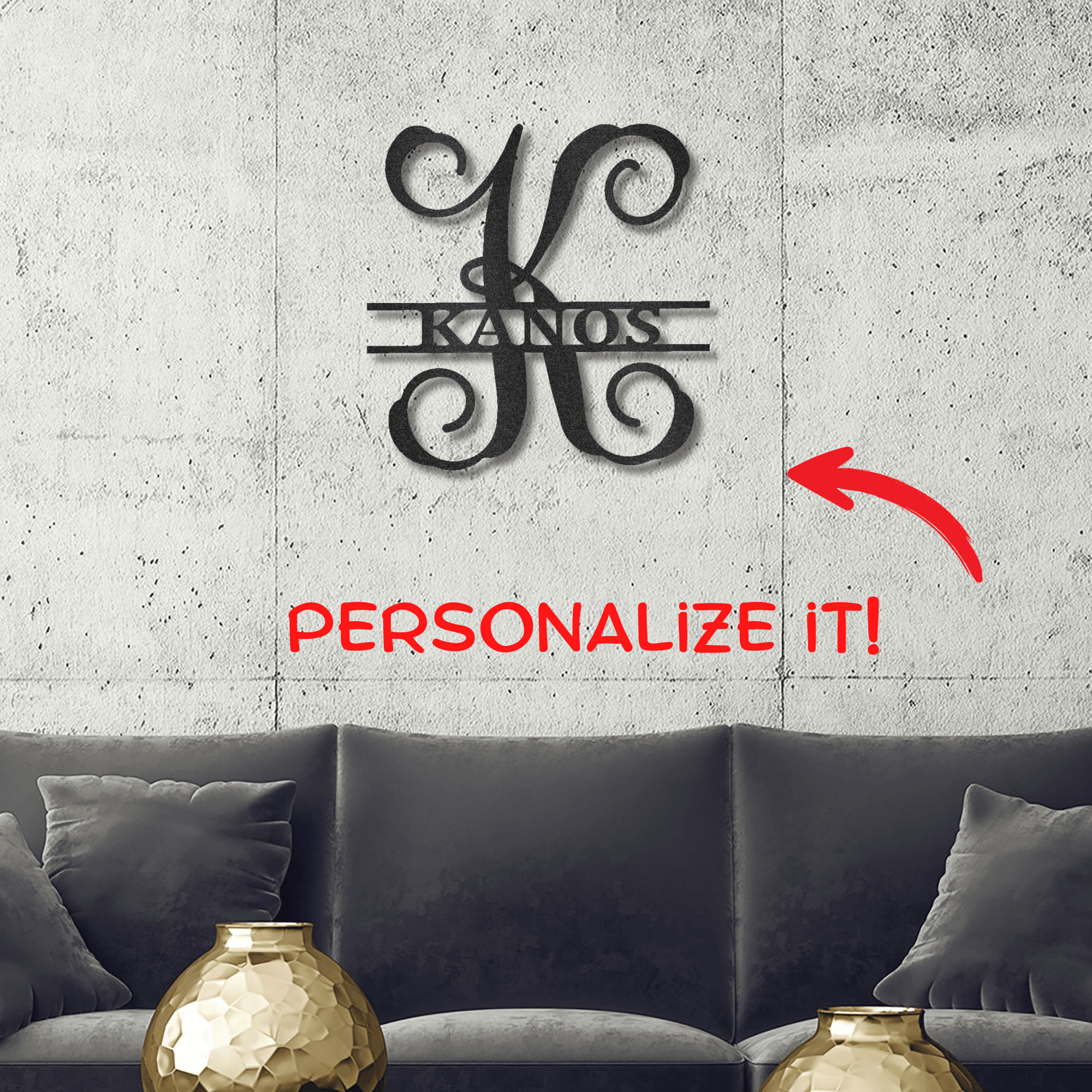 Family Name and Initial Personalized Metal Art Wall Sign - Mallard Moon Gift Shop