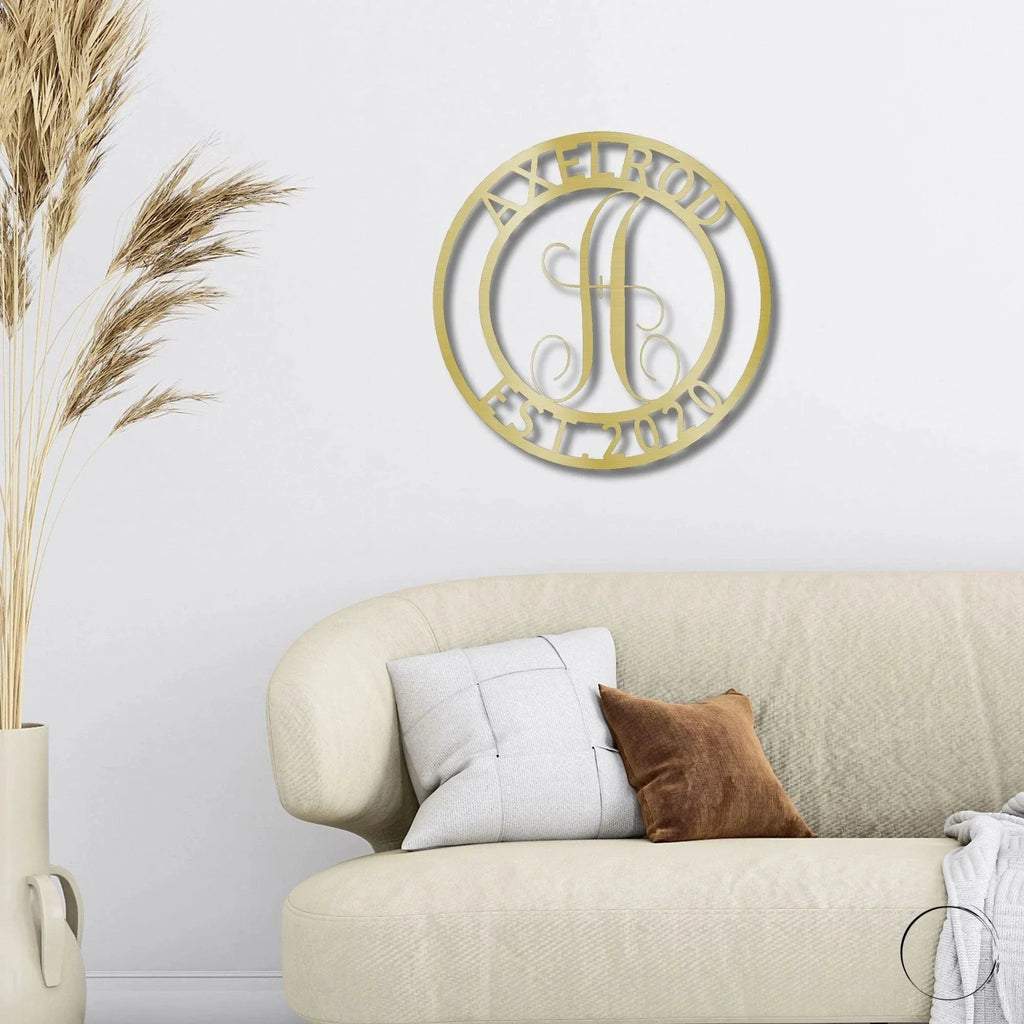 Family Name Initial Personalized Indoor Outdoor Steel Wall Sign Metal Art Housewarming Anniversary Wedding