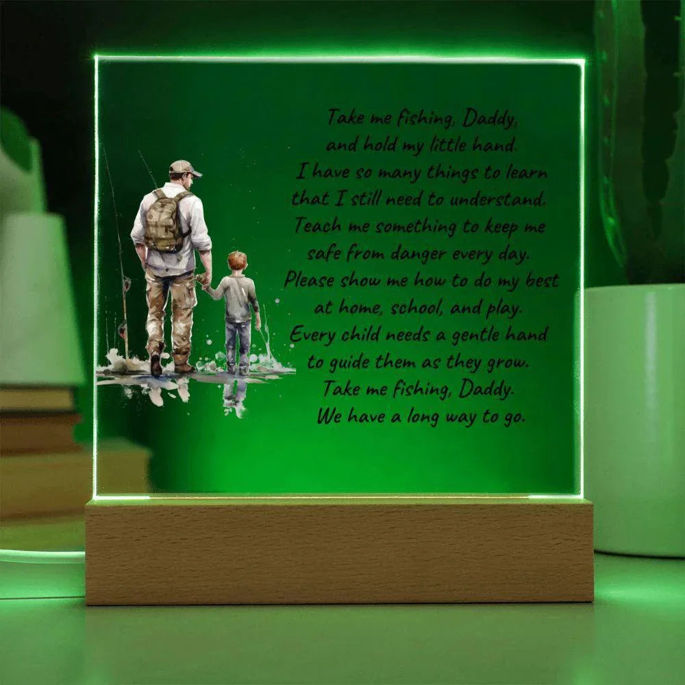 Father and Son Take me Fishing Daddy Personalized Acrylic Plaque