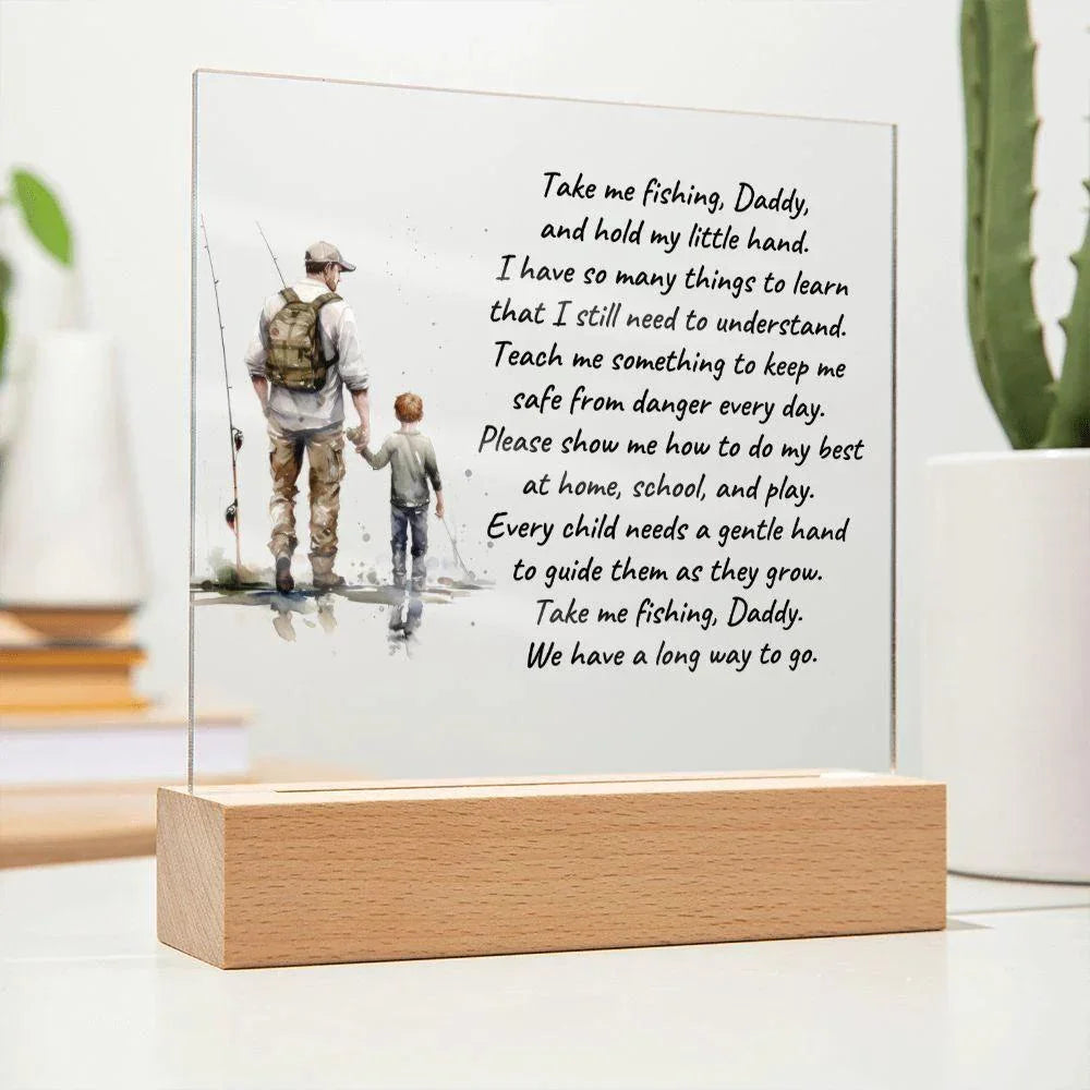 Father and Son Take me Fishing Daddy Personalized Acrylic Plaque