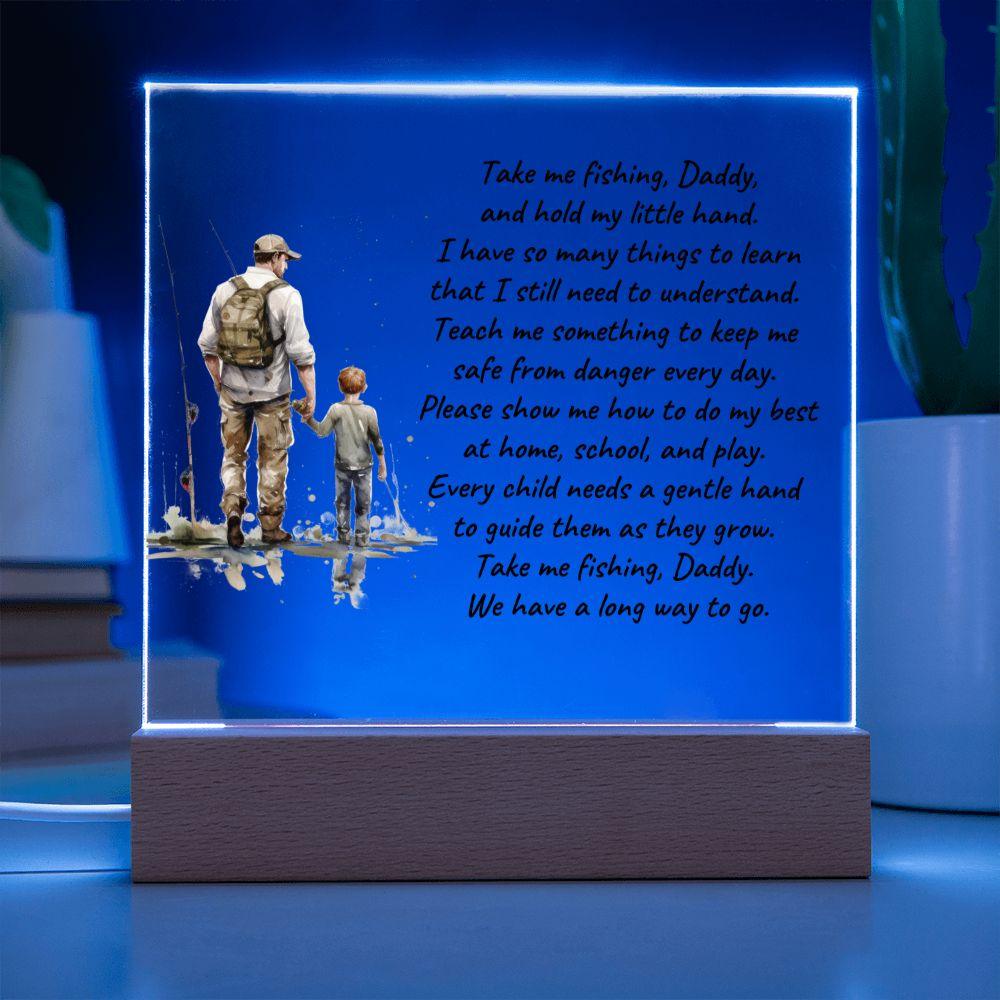 Father and Son Take me Fishing Daddy Personalized Acrylic Plaque - Mallard Moon Gift Shop