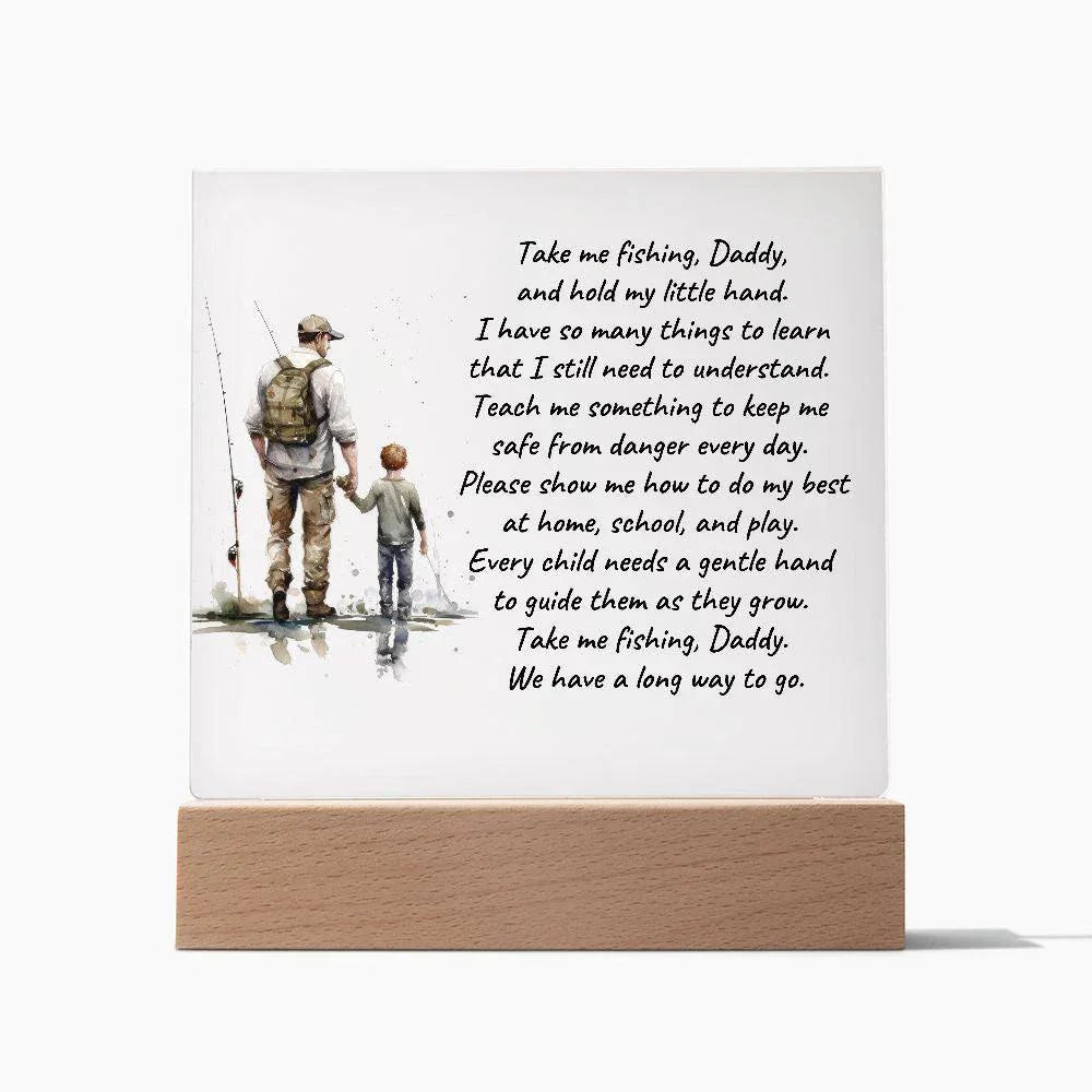 Father and Son Take me Fishing Daddy Personalized Acrylic Plaque