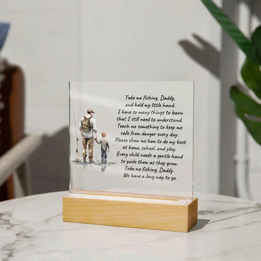 Father and Son Take me Fishing Daddy Personalized Acrylic Plaque