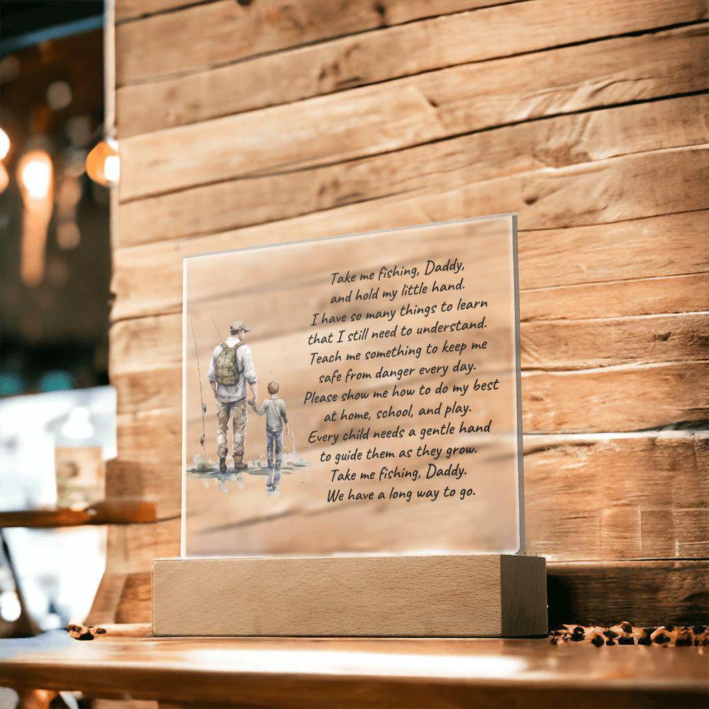 Father and Son Take me Fishing Daddy Personalized Acrylic Plaque