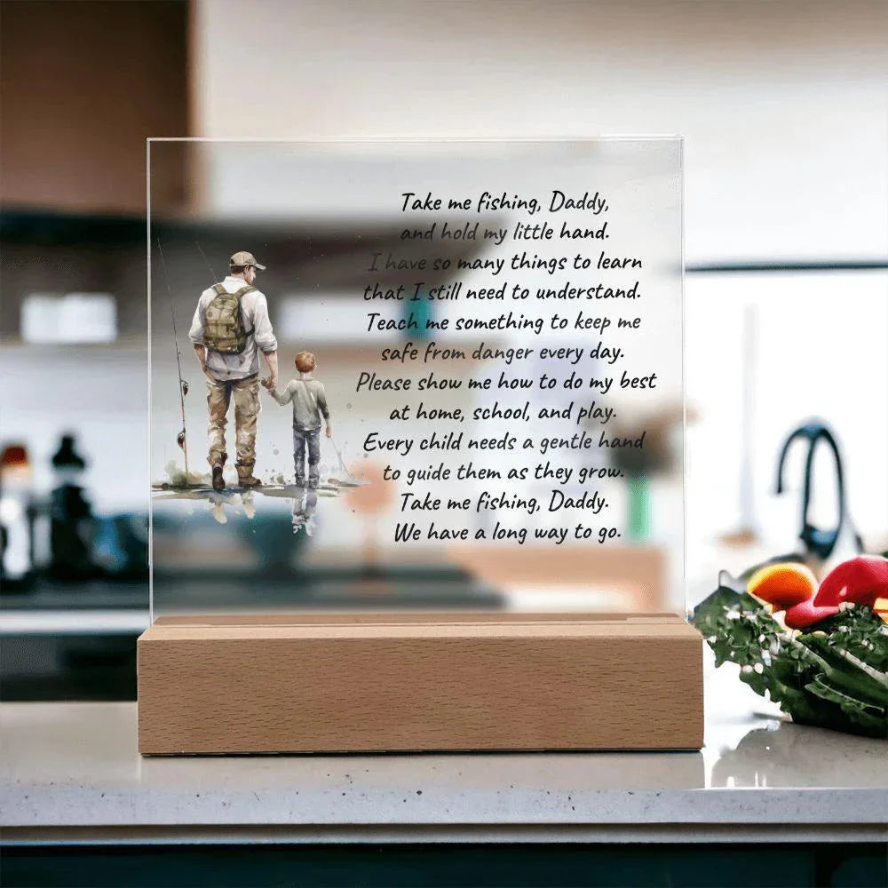 Father and Son Take me Fishing Daddy Personalized Acrylic Plaque