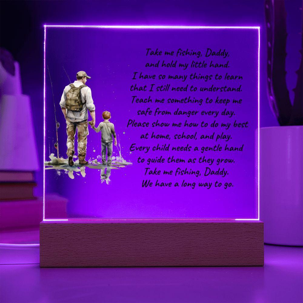 Father and Son Take me Fishing Daddy Personalized Acrylic Plaque - Mallard Moon Gift Shop