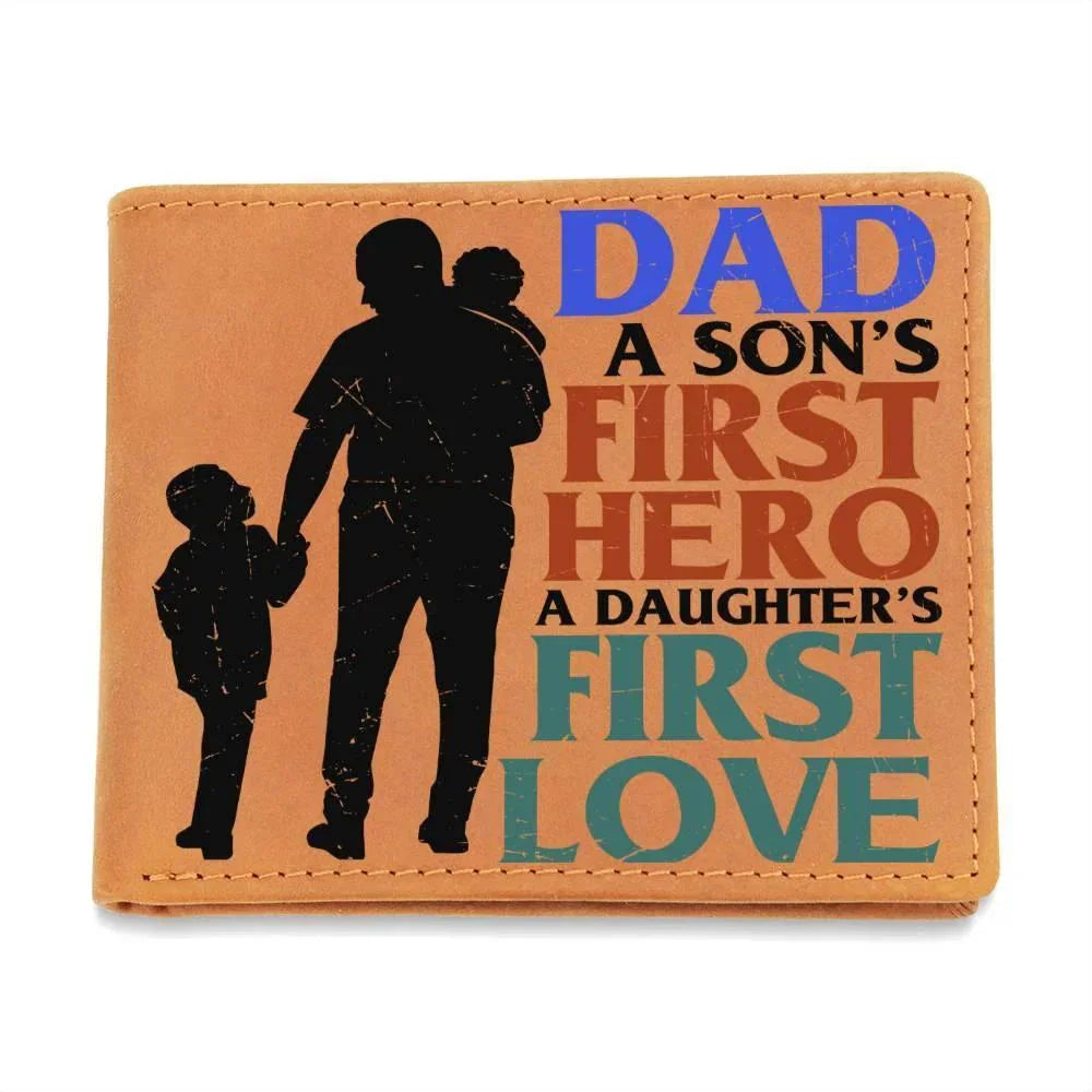 Father Gift Dad First Hero First Love Leather Wallet