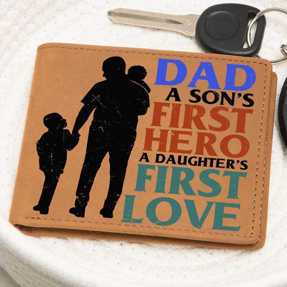 Father Gift Dad First Hero First Love Leather Wallet