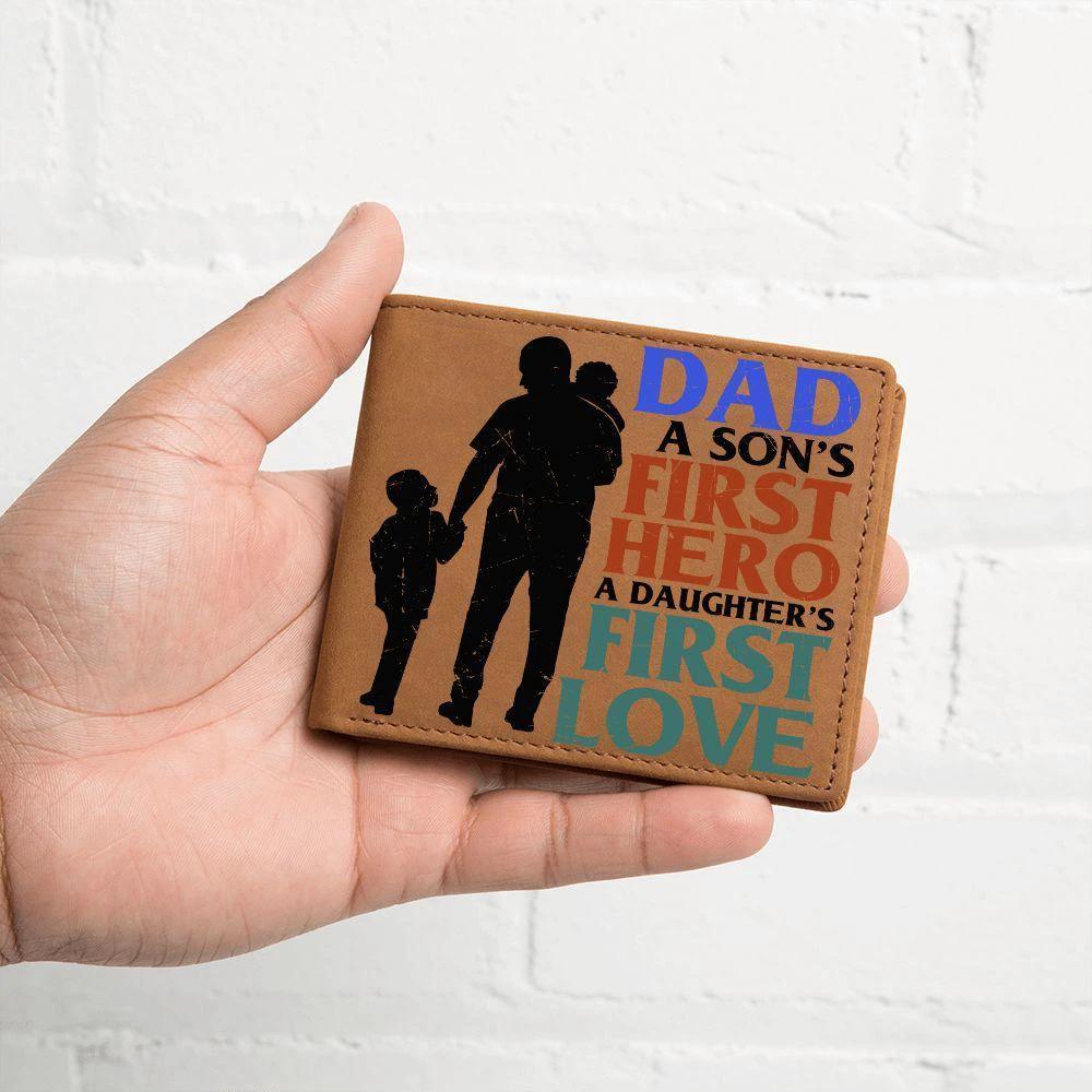 Father Gift Dad First Hero First Love Leather Wallet