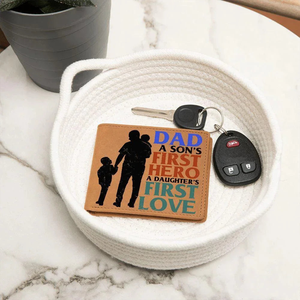 Father Gift Dad First Hero First Love Leather Wallet