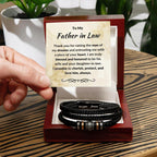Father in Law Gift from Daughter in Law Leather Braided Bracelet