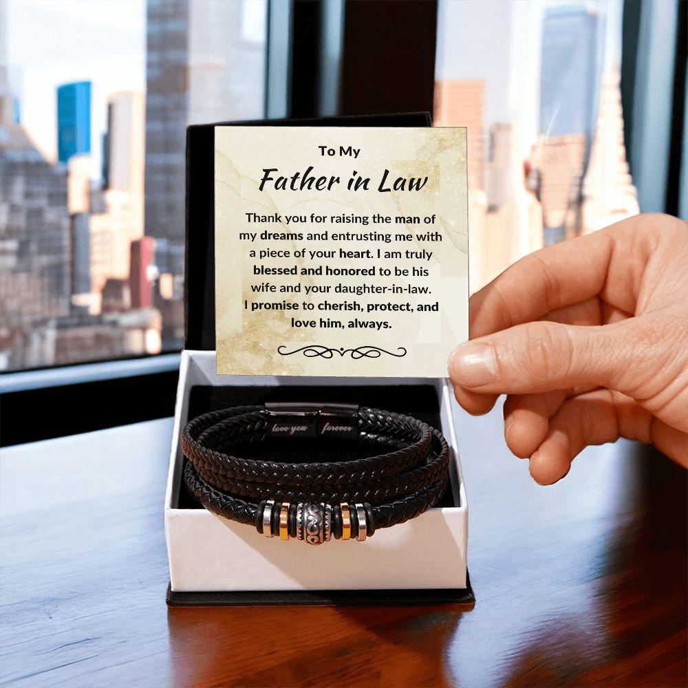 Father in Law Gift from Daughter in Law Leather Braided Bracelet - Mallard Moon Gift Shop