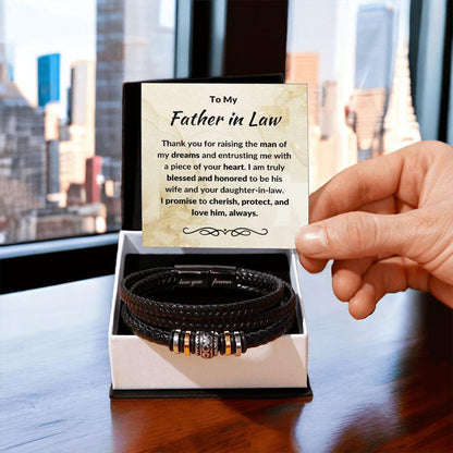 Father in Law Gift from Daughter in Law Leather Braided Bracelet - Mallard Moon Gift Shop