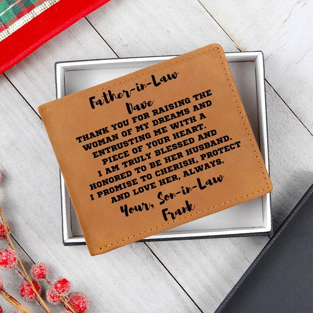 Father-in-Law Gift from Son-in-Law Personalized Leather Wallet - Mallard Moon Gift Shop