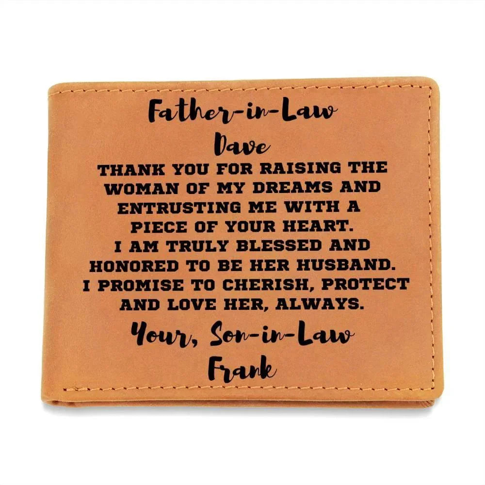 Father-in-Law Gift from Son-in-Law Personalized Leather Wallet