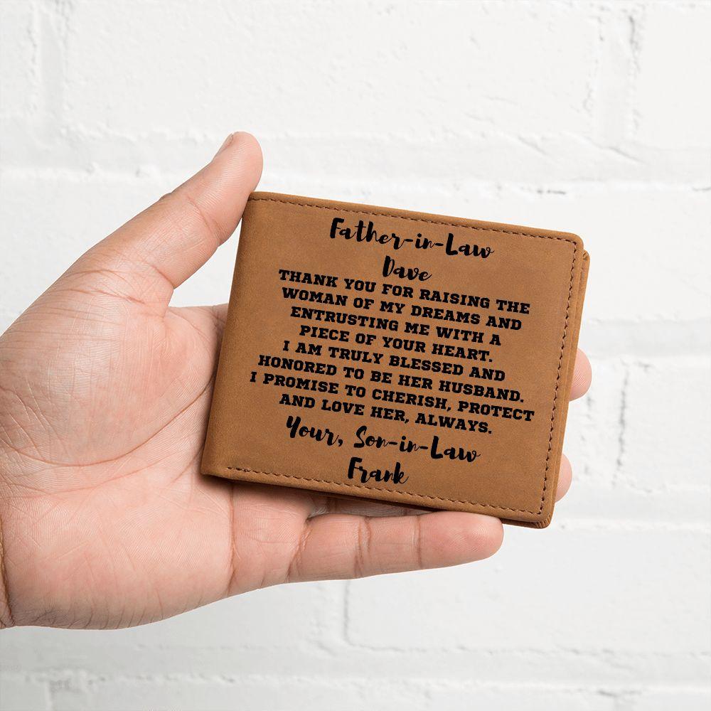 Father-in-Law Gift from Son-in-Law Personalized Leather Wallet - Mallard Moon Gift Shop