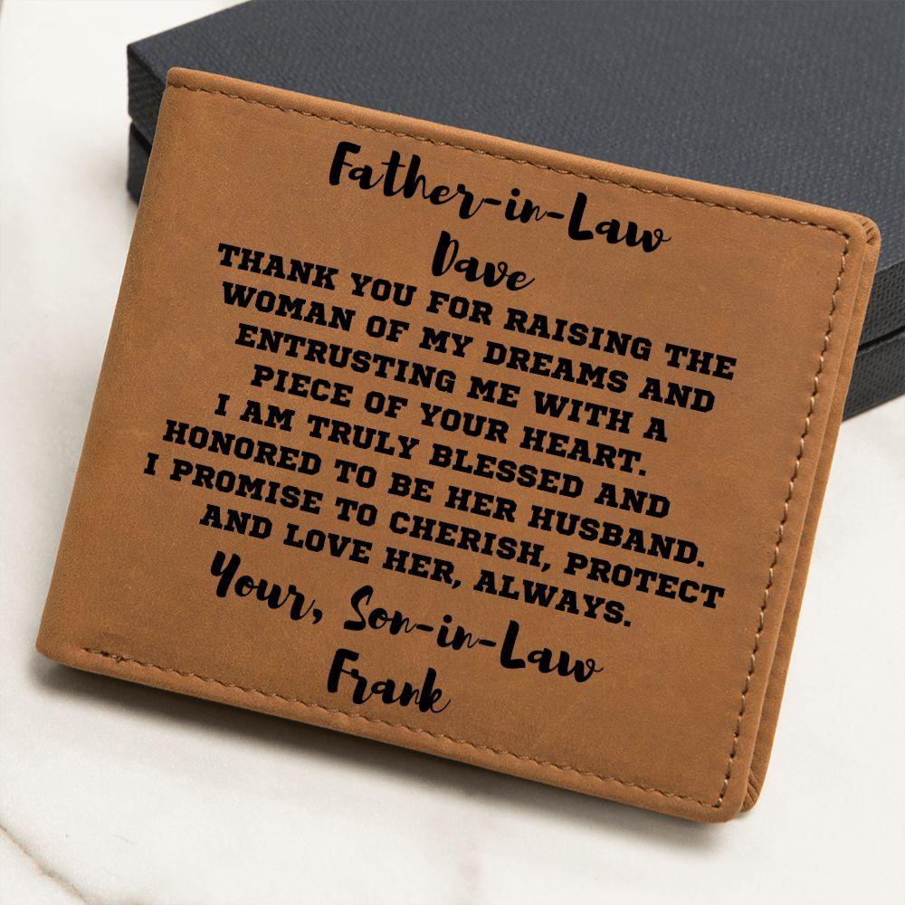 Father-in-Law Gift from Son-in-Law Personalized Leather Wallet - Mallard Moon Gift Shop