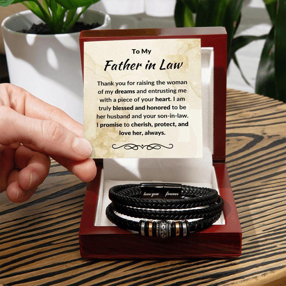 Father in Law Gift from Son In Law Vegan Leather Bracelet