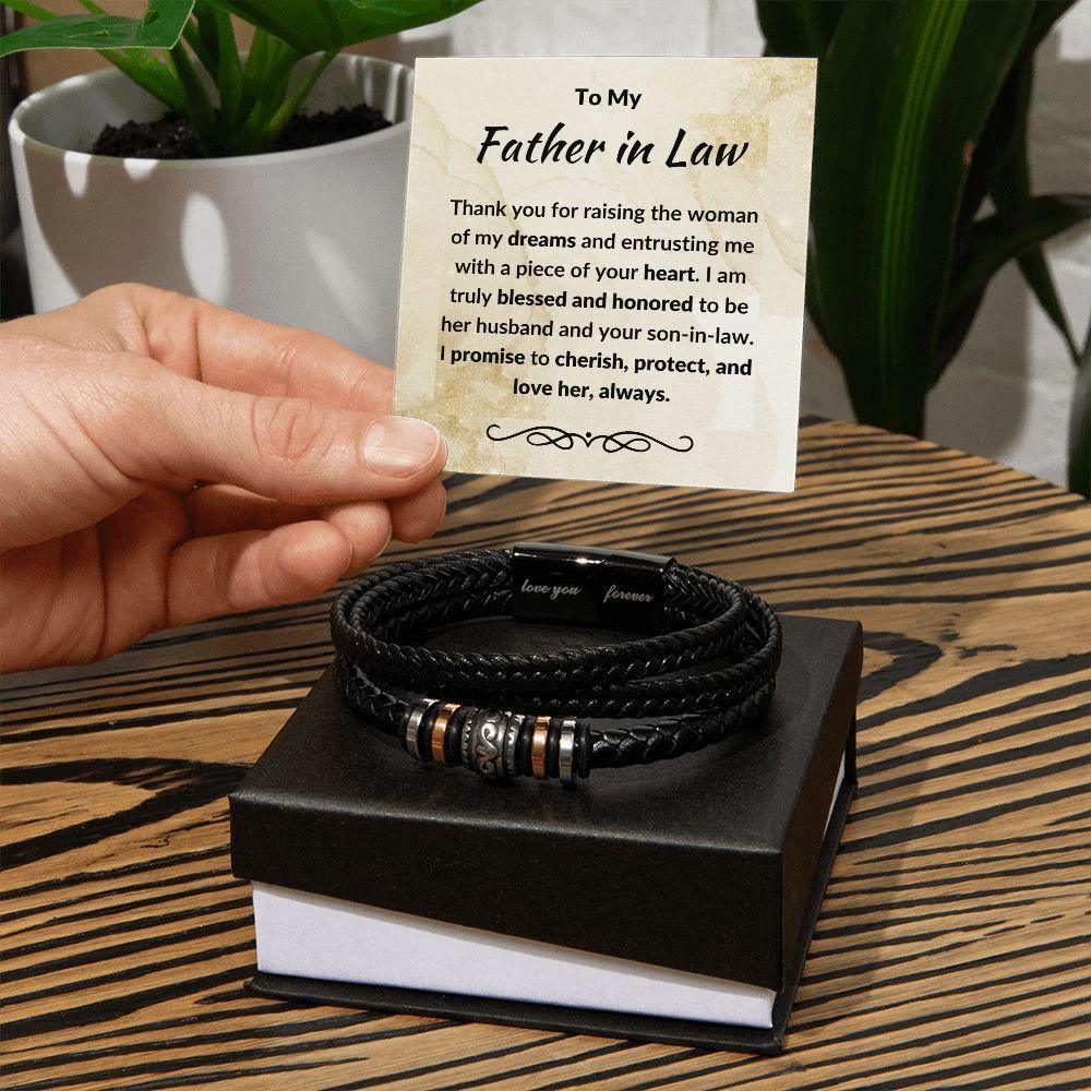 Father in Law Gift from Son In Law Vegan Leather Bracelet