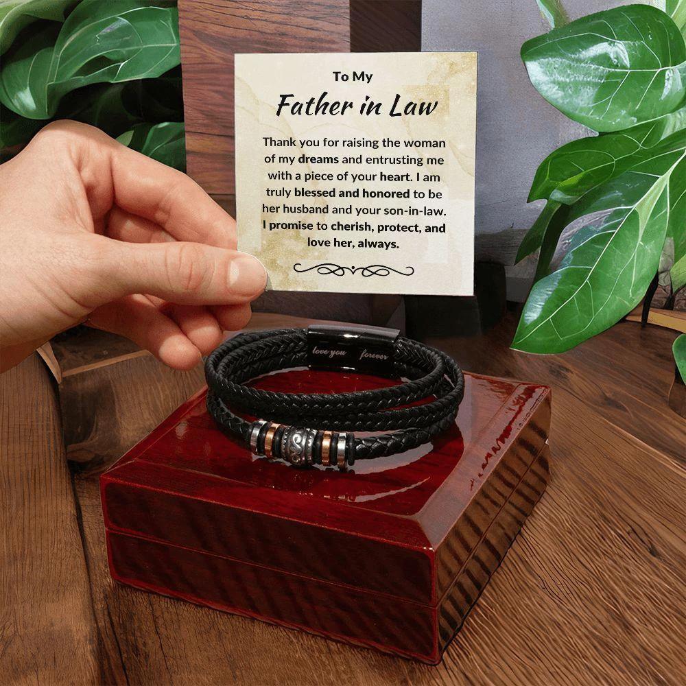 Father in Law Gift from Son In Law Vegan Leather Bracelet